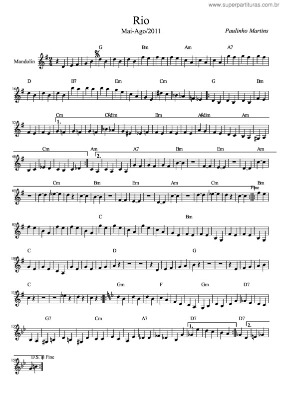 Partitura da música Rio