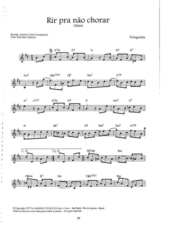 Partitura da música Rir Pra Não Chorar v.7