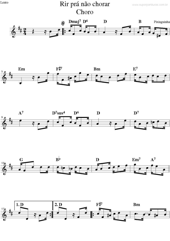 Partitura da música Rir pra Não Chorar
