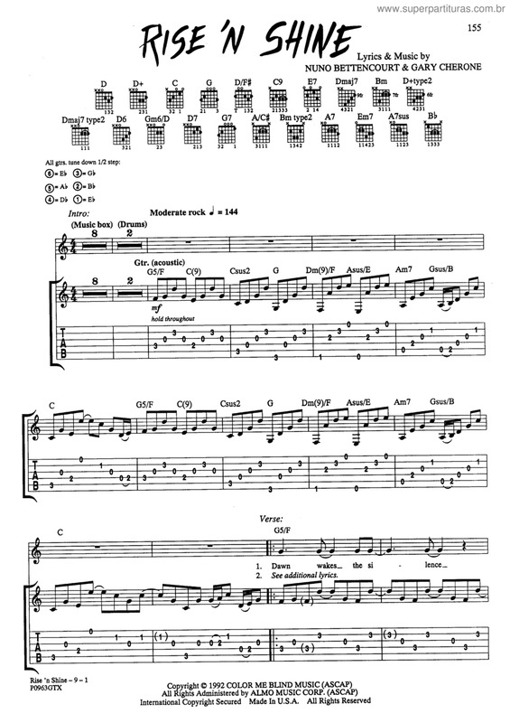 Partitura da música Rise`n shine v.2