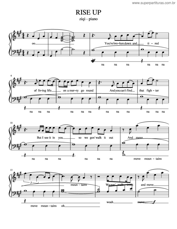 Partitura da música Rise Up v.3