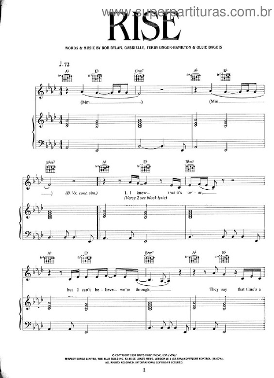 Partitura da música Rise