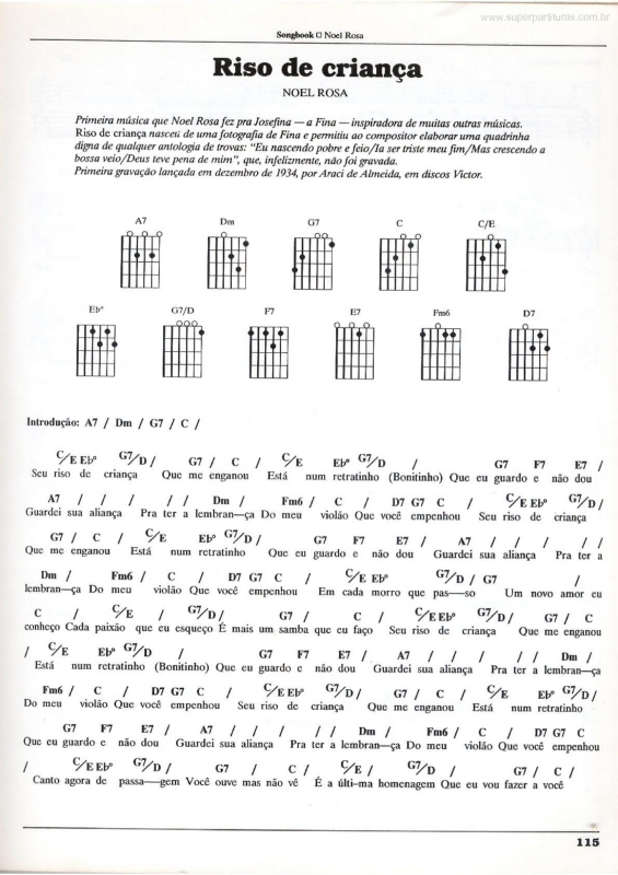 Partitura da música Riso de Criança