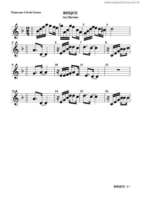 Partitura da música Risque v.5