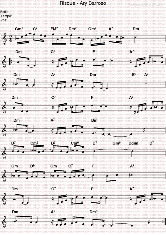 Partitura da música Risque