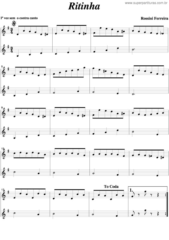 Partitura da música Ritinha