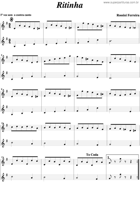 Partitura da música Ritinha