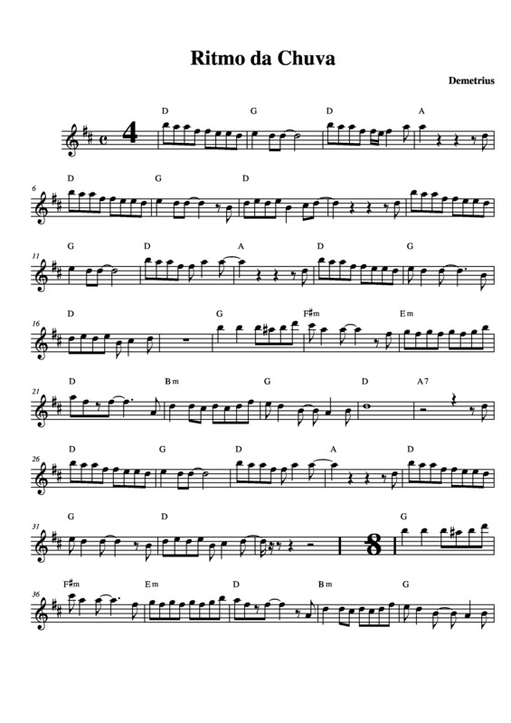 Partitura da música Ritmo da Chuva v.2