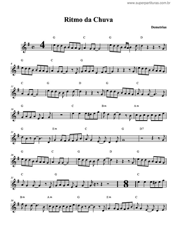 Partitura da música Ritmo Da Chuva v.3