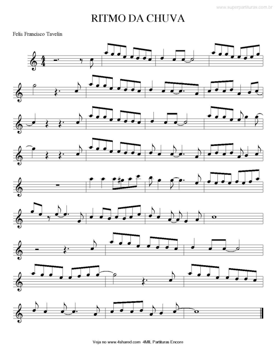 Partitura da música Ritmo da Chuva