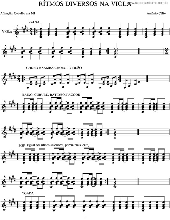 Partitura da música Rítmos Diversos