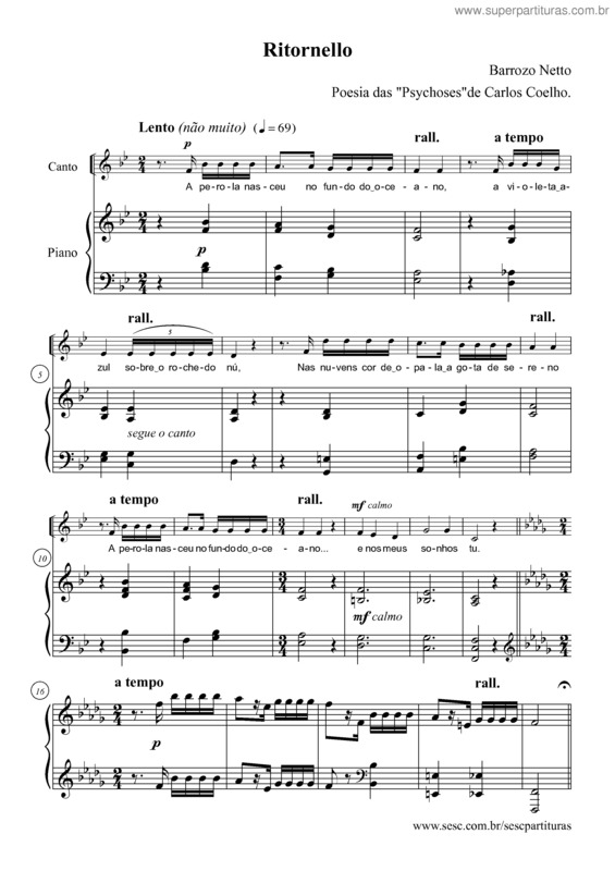 Partitura da música Ritornello