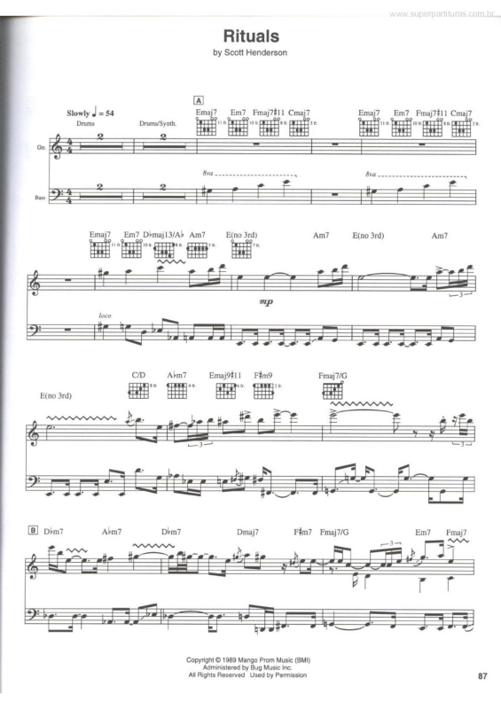 Partitura da música Rituals