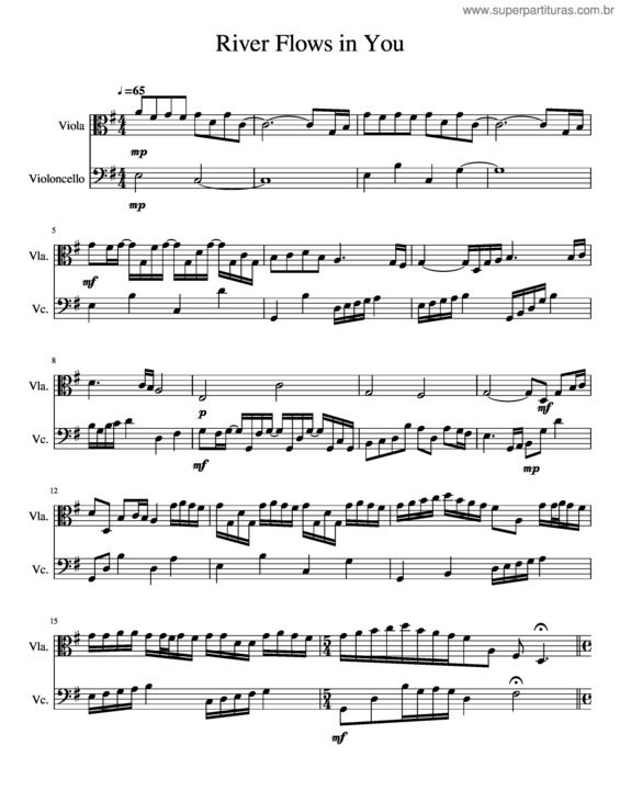 Partitura da música River Flows In You – Yiruma