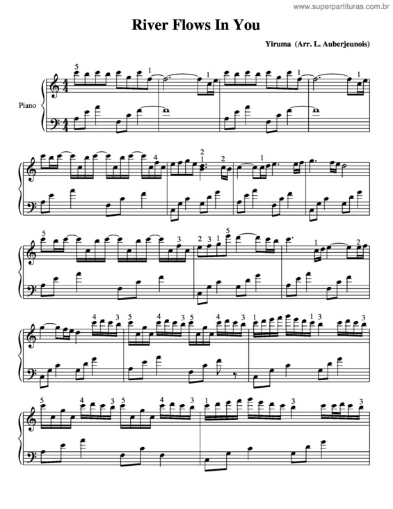 Partitura da música River Flows In You v.3