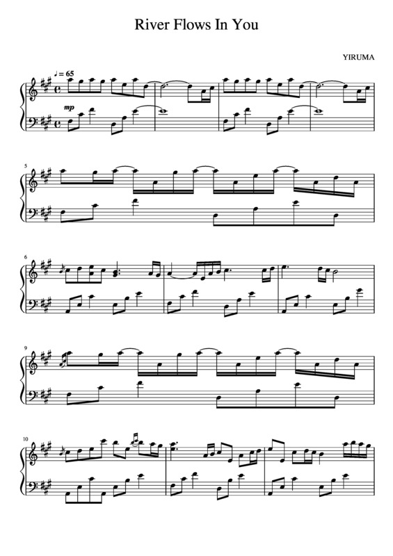 Partitura da música River Flows In You v.6