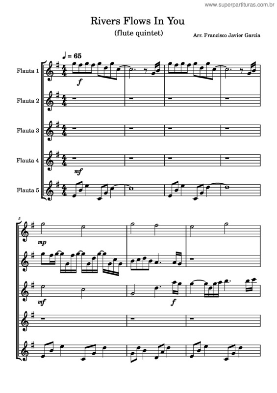 Partitura da música River Flows In You v.9