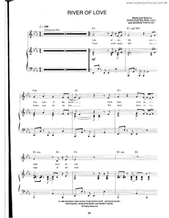 Partitura da música River Of Love