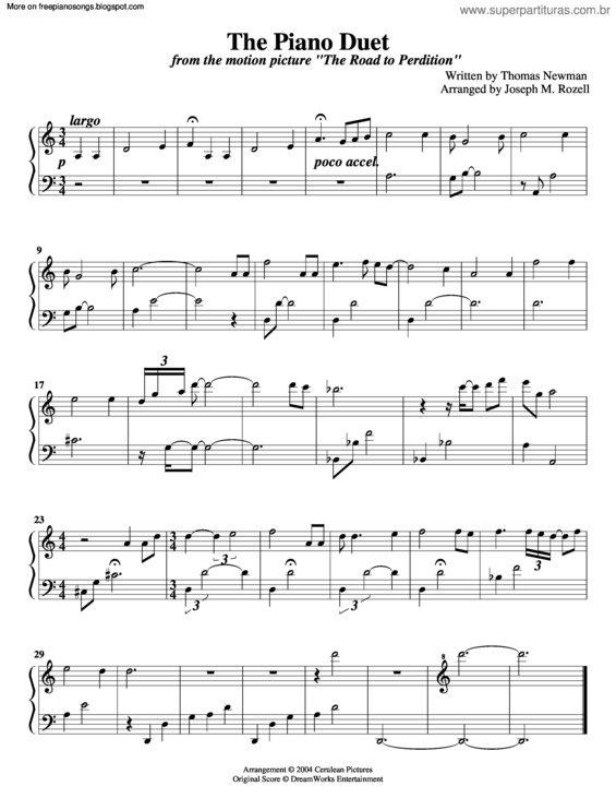 Partitura da música Road to Perdition (The Duet)