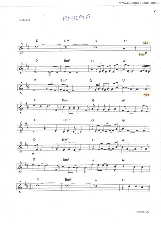 Partitura da música Roberta Pág.2