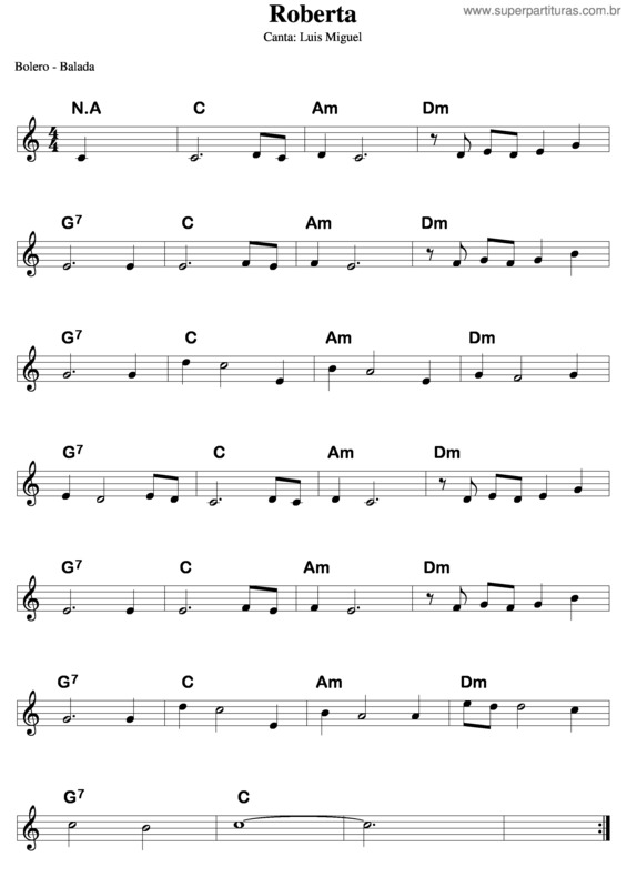 Partitura da música Roberta v.11