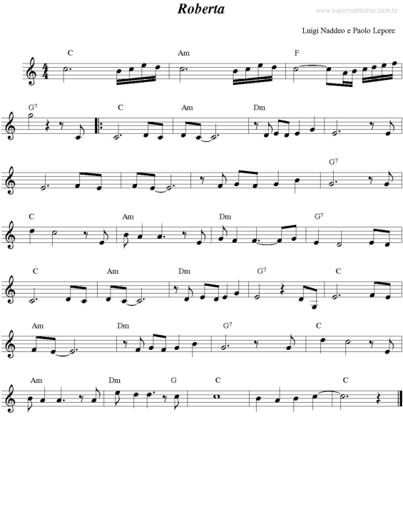 Partitura da música Roberta v.2