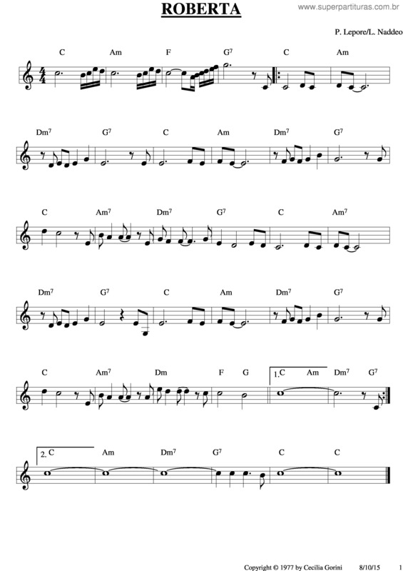 Partitura da música Roberta v.3