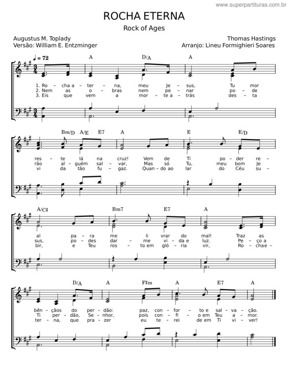 Partitura da música Rocha Eterna – Augustus M. Toplady