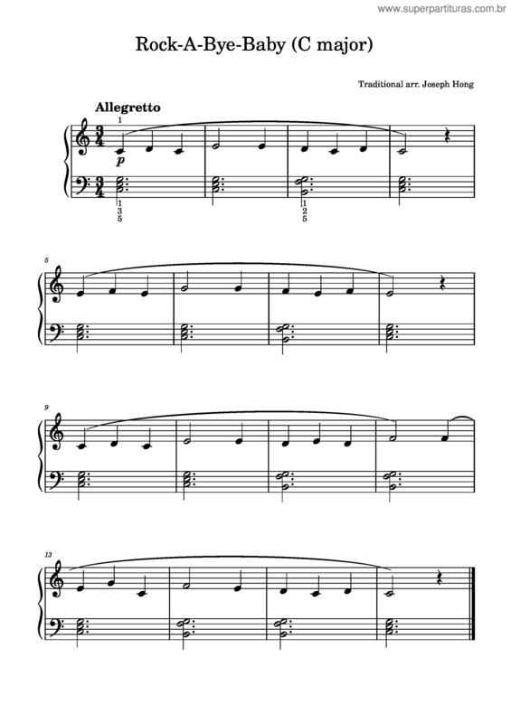 Partitura da música Rock–A–Bye Baby. – Old Tune Rock–A–Bye Baby – Traditional