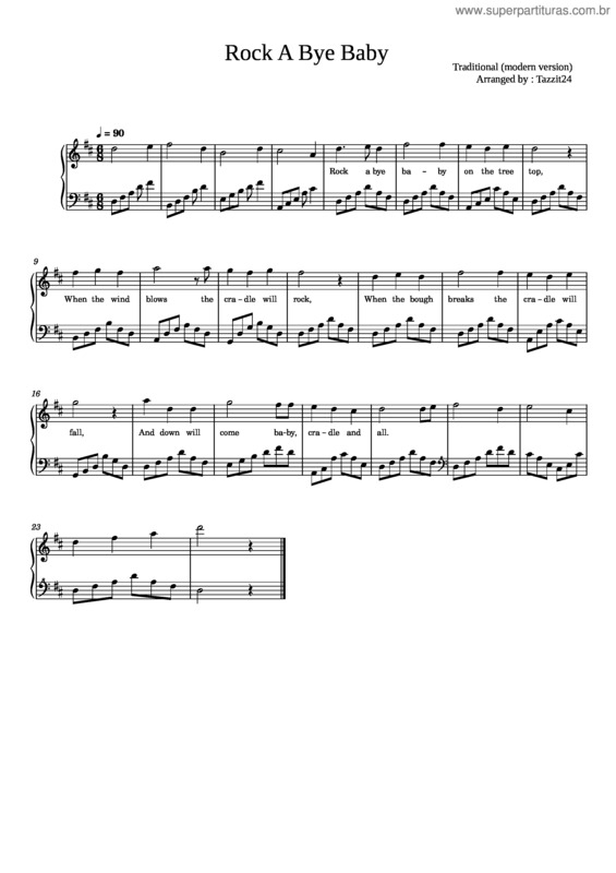 Partitura da música Rock–A–Bye Baby Jig – Misc Tunes Rock A Bye Baby – Traditional