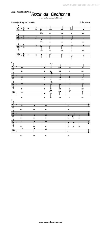 Partitura da música Rock da Cachorra