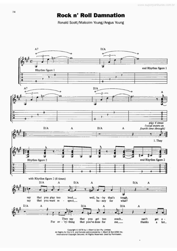 Partitura da música Rock n`Roll Damnarion