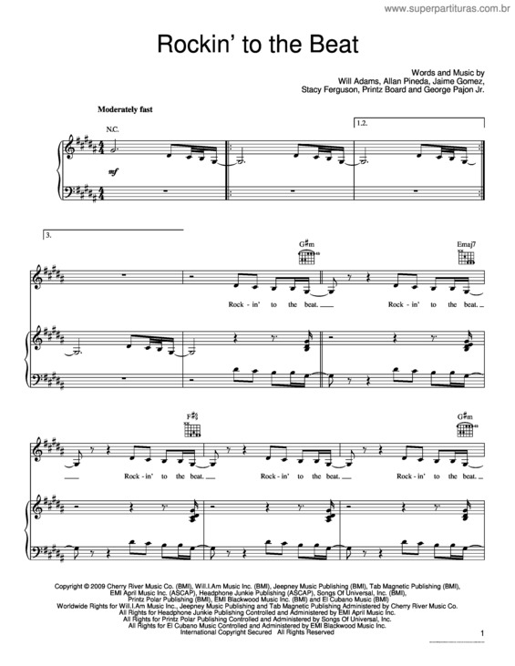 Partitura da música Rockin` To The Beat