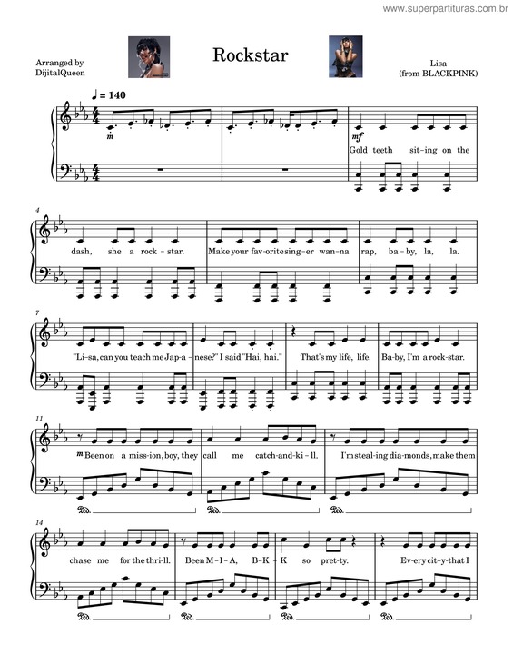 Partitura da música Rockstar – Lisa