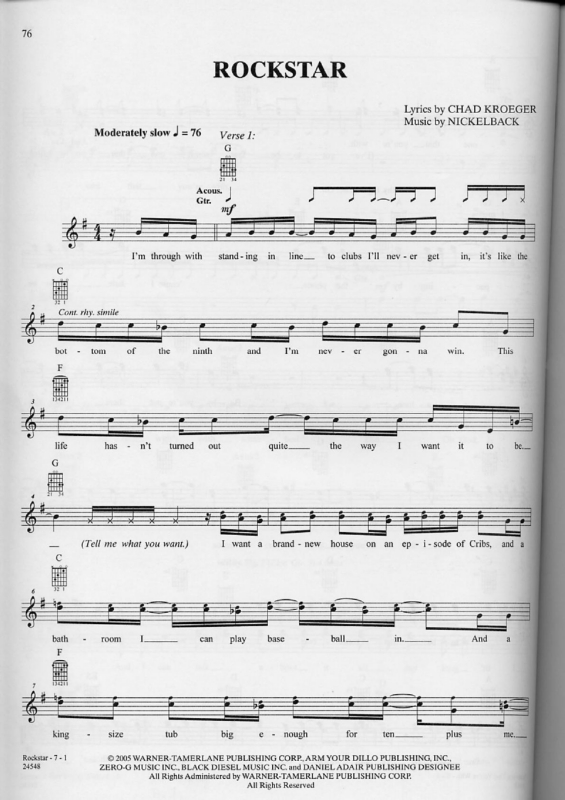 Partitura da música Rockstar