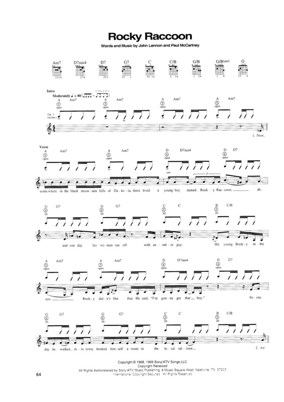 Partitura da música Rocky Raccoon v.4