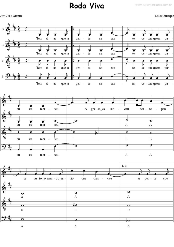 Partitura da música Roda Viva v.3