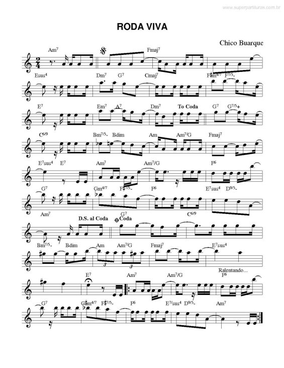 Partitura da música Roda Viva