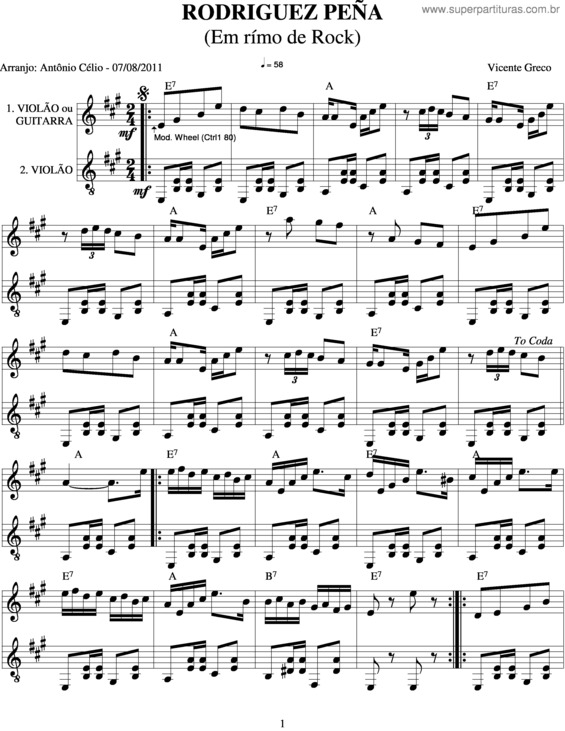 Partitura da música Rodriguez Peña v.2