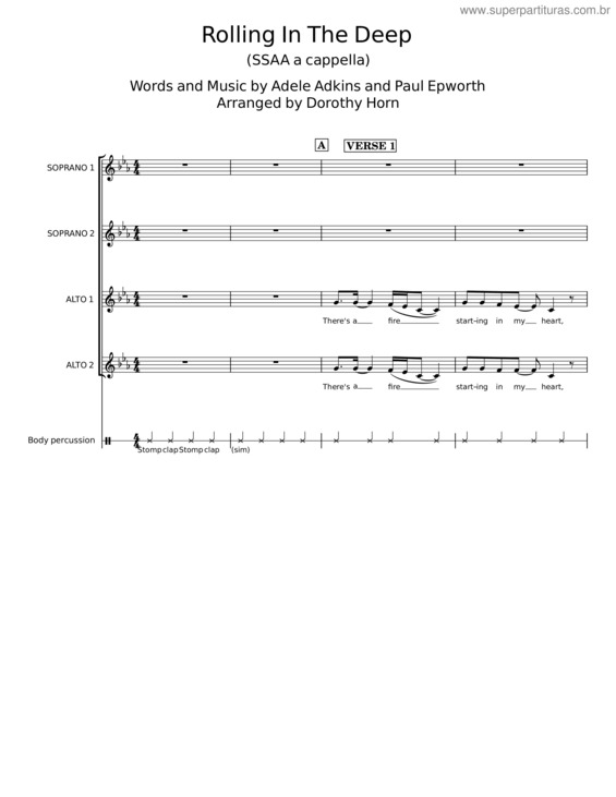 Partitura da música Rolling In The Deep – Adele Adkins;Paul Epworth v.2