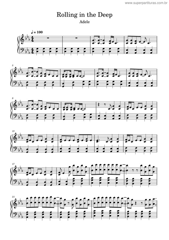Partitura da música Rolling In The Deep – Adele Rolling In The Deep – Adele v.2