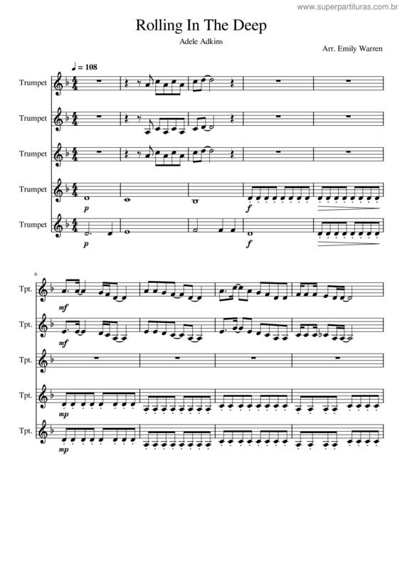 Partitura da música Rolling In The Deep – Adele Rolling In The Deep – Adele