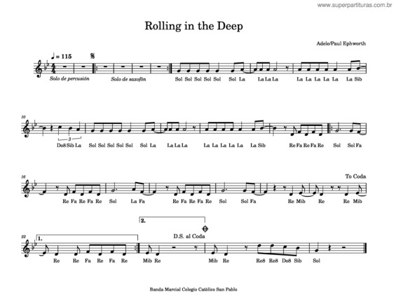 Partitura da música Rolling In The Deep – Adele Rolling In The Deep Trompeta v.2