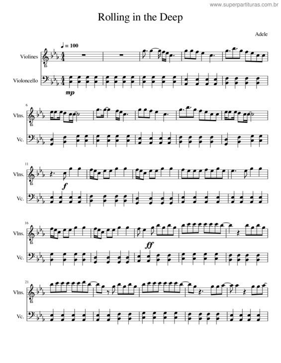 Partitura da música Rolling In The Deep – Adele Rolling In The Deep v.4