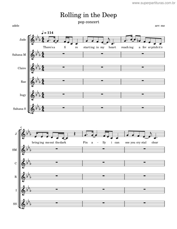 Partitura da música Rolling In The Deep – Adele Rolling In The Deep v.5