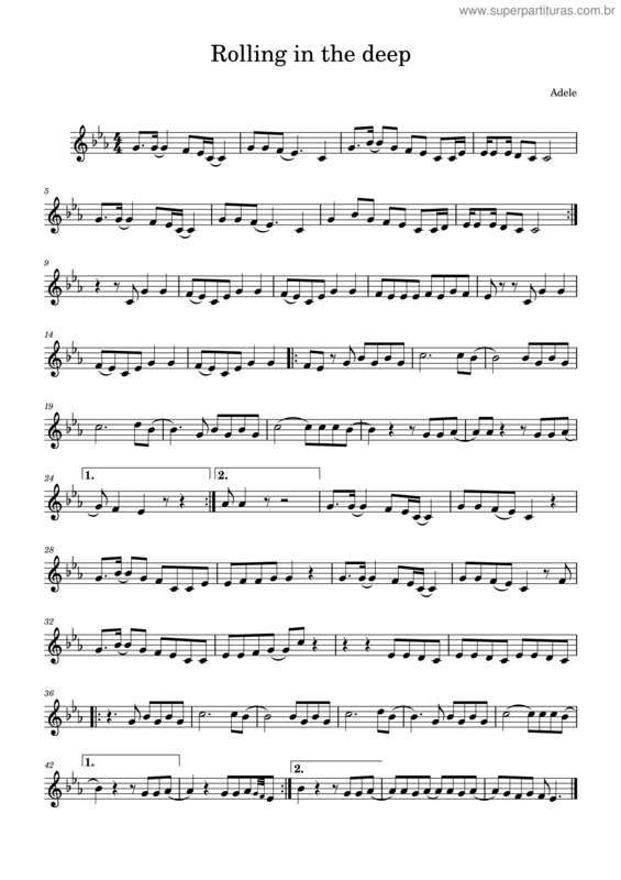 Partitura da música Rolling In The Deep – Adele v.10