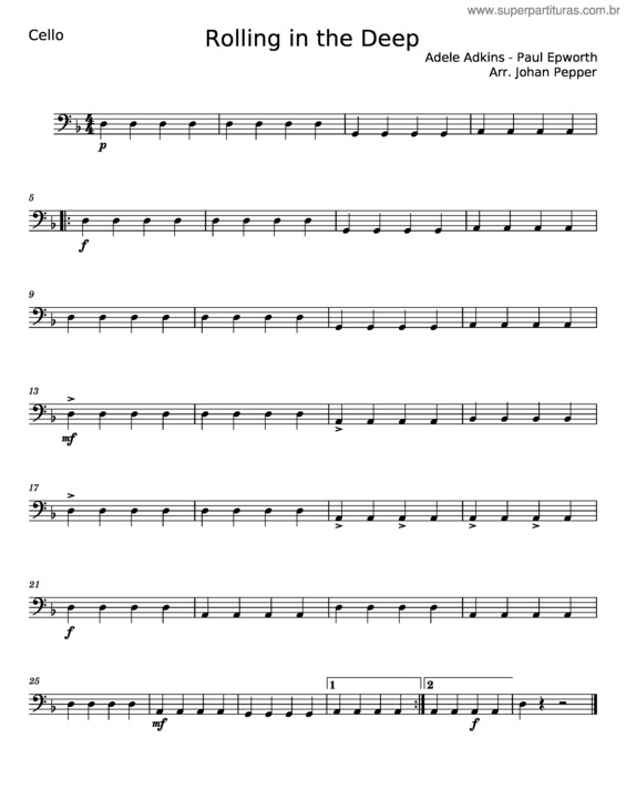 Partitura da música Rolling In The Deep – Adele v.16