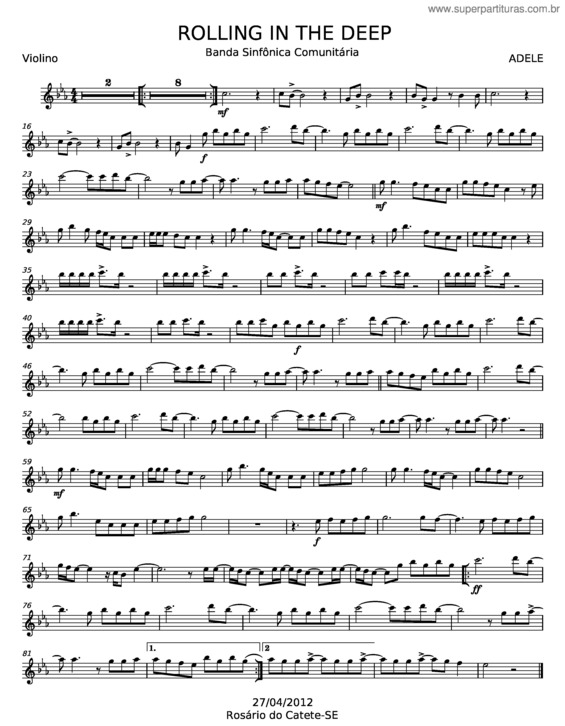 Partitura da música Rolling In The Deep – Adele v.18