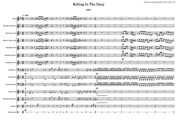 Partitura da música Rolling In The Deep – Adele v.2