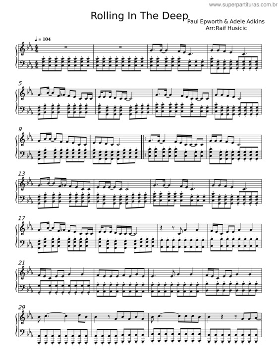 Partitura da música Rolling In The Deep – Adele v.20